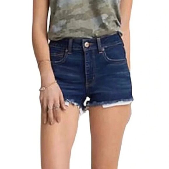 American Eagle Hi-Rise Shortie Jean Shorts Denim Dark Wash Size  4 - Picture 1 of 6